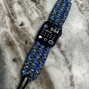 Custom Handmade Apple Watch Strap Paracord Band Blue Black Nylon Series 5 6 7